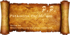 Petkovits Perjámos névjegykártya